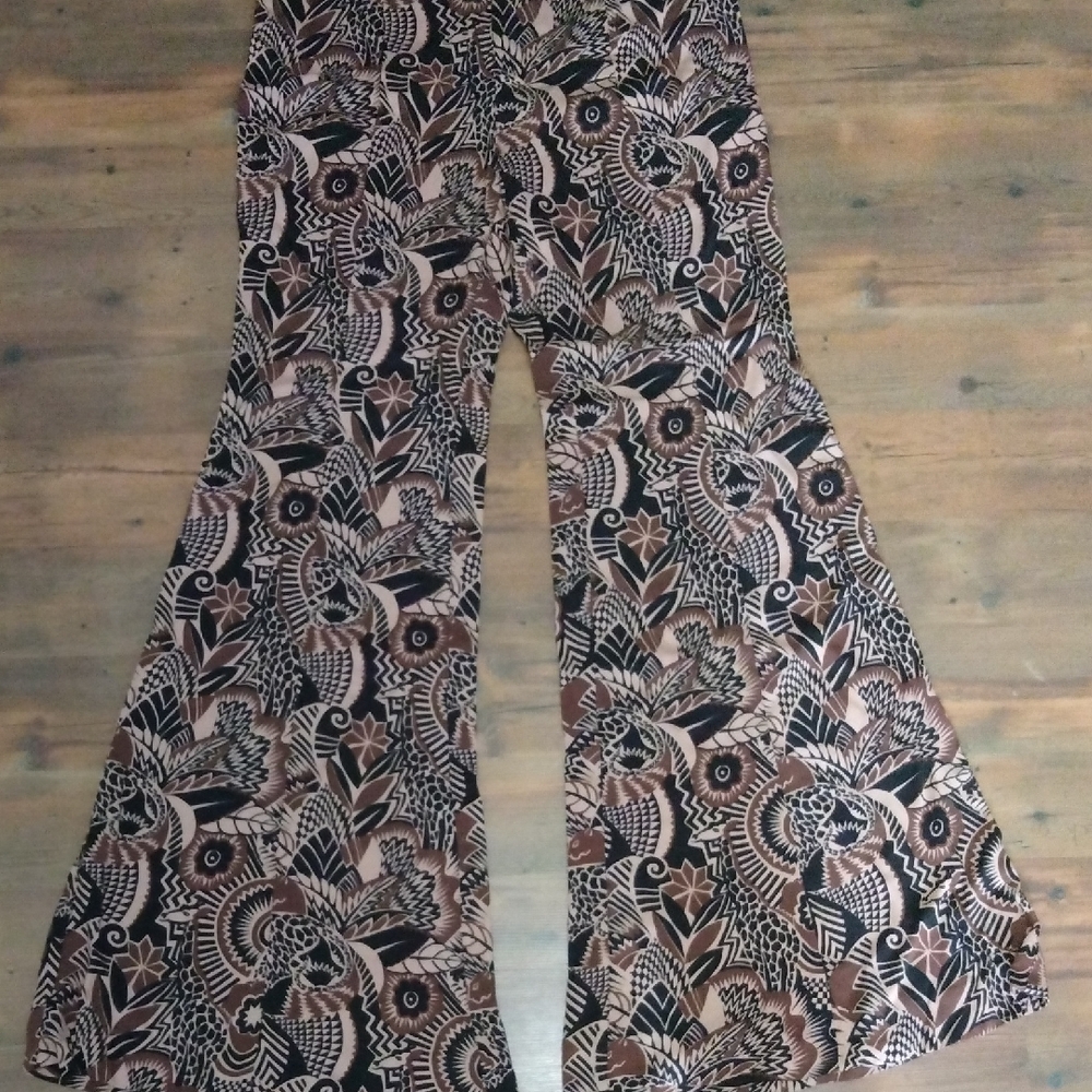 Anthropologie Black and Brown Patterned Pants
